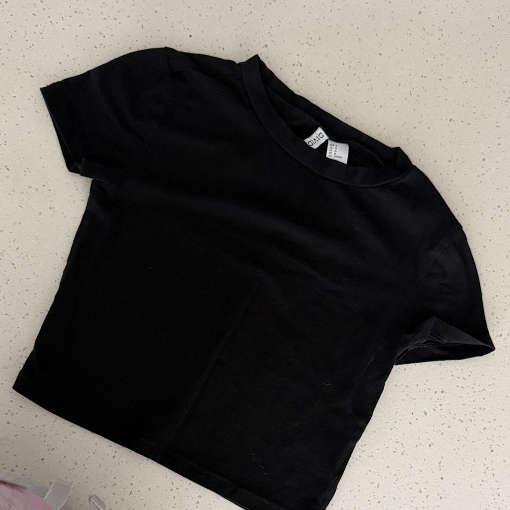 Cotton Black Cropped T-Shirt